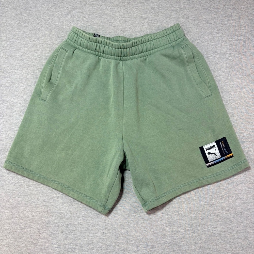 Puma International Sportswear Mens Sage Green Fleece Shorts Size S Small
